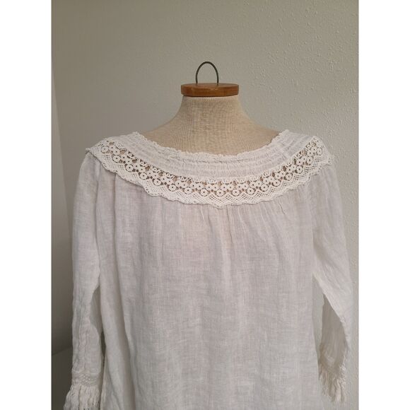 Romantic Boho 100% Cotton White Mini Dress Swim Cover Up Resort Vacation MEDIUM‎ - Picture 5 of 10